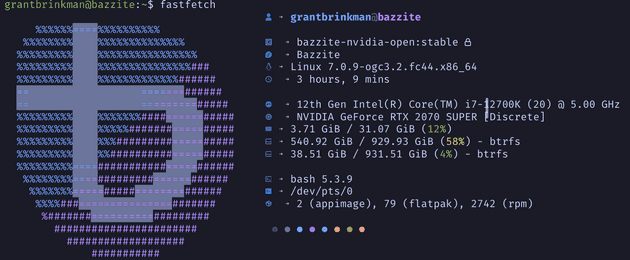 Bazzite host information from fastfetch.
